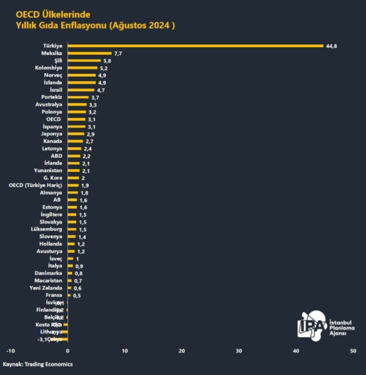 Türkiye, OECD ülkeleri arasında gıda enflasyonunda birinci sırayı korudu