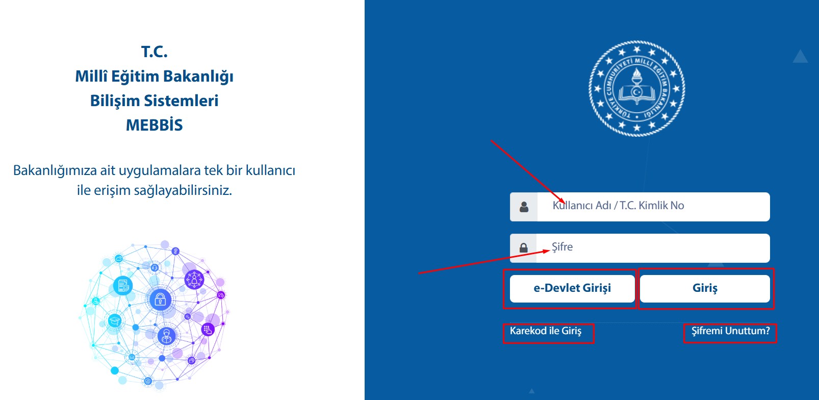 mebbis giriş ekranı