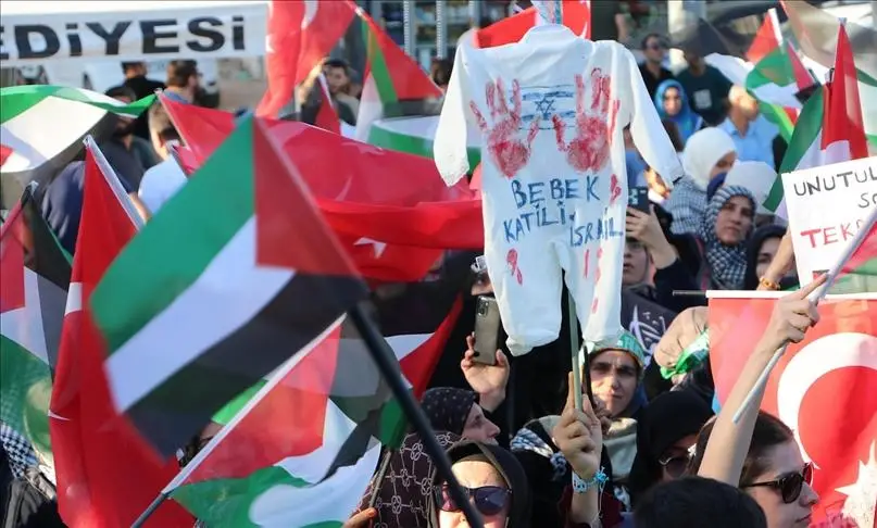Kilis'te Gazze'ye giden Sumud Filosu'na destek gösterisi düzenlendi