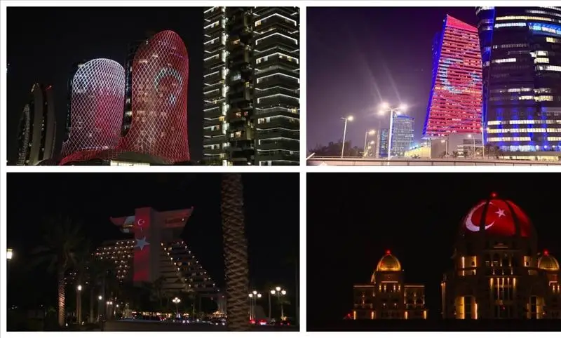 Katar 29 Ekim Cumhuriyet Bayramı için kırmızı-beyaza büründü!